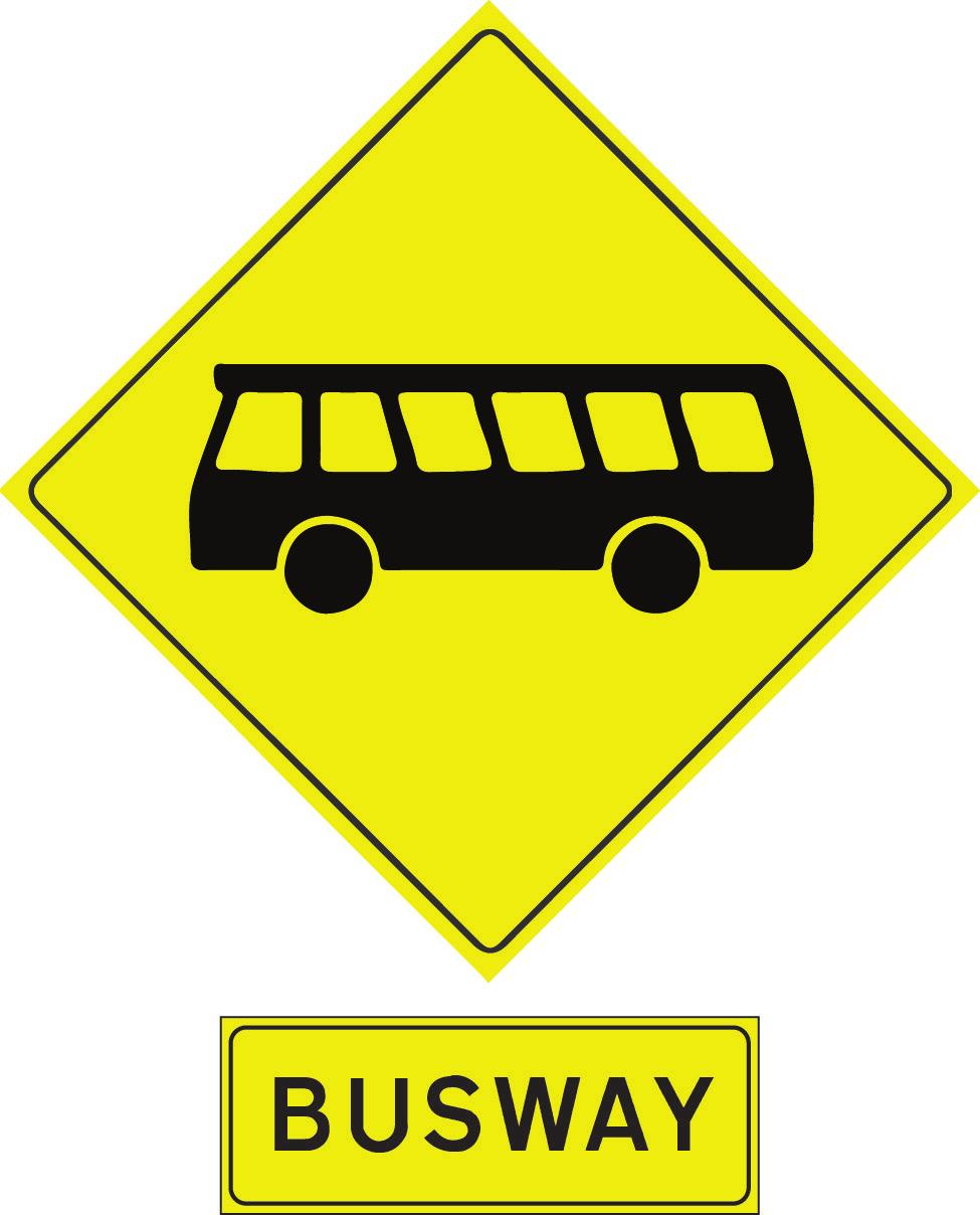 103 104 105 106 107 108 109 110 111 112 113 114 115 116 117 118 119 120 121 Highway-Busway Grade Crossing Advance Warning Sign [The side view symbol of a bus is consistent with the side view symbols
