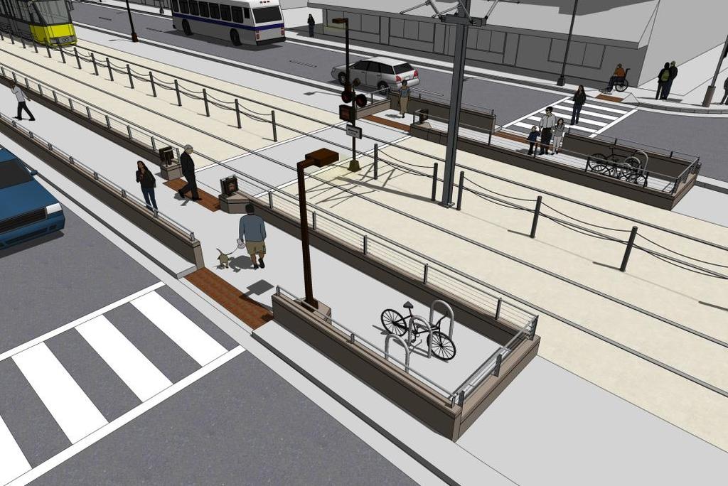 If an at-grade crossing is feasible, provision of a grade-separated bicycle/pedestrian crossing may be a local
