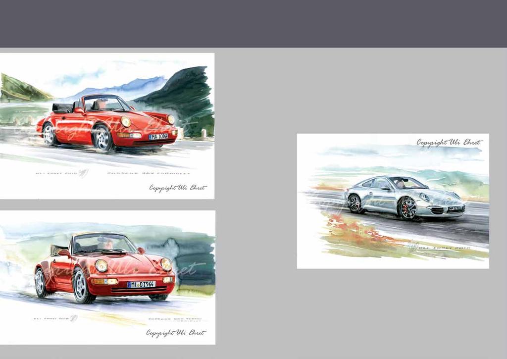 #598 Porsche 964 Cabrio - On canvas: 180 x 100 cm, 150 x 70 cm, 80 x 40 cm - Framed prints: 50 x 60 cm, 40 x 50 cm, 25 x 30 cm #593 Porsche - On canvas: 180 x 100 cm, 150