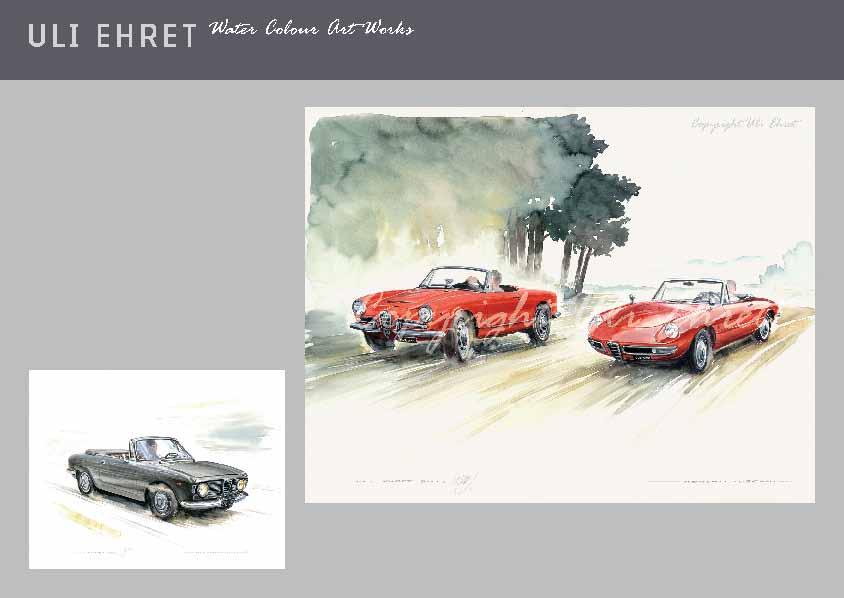 #401 Alfa Romeo Giulia Cabriolet - On canvas: 130 x 100 cm, 120 x 90 cm, 70 x 50 cm #430 Momento Toscani Alfa Romeo