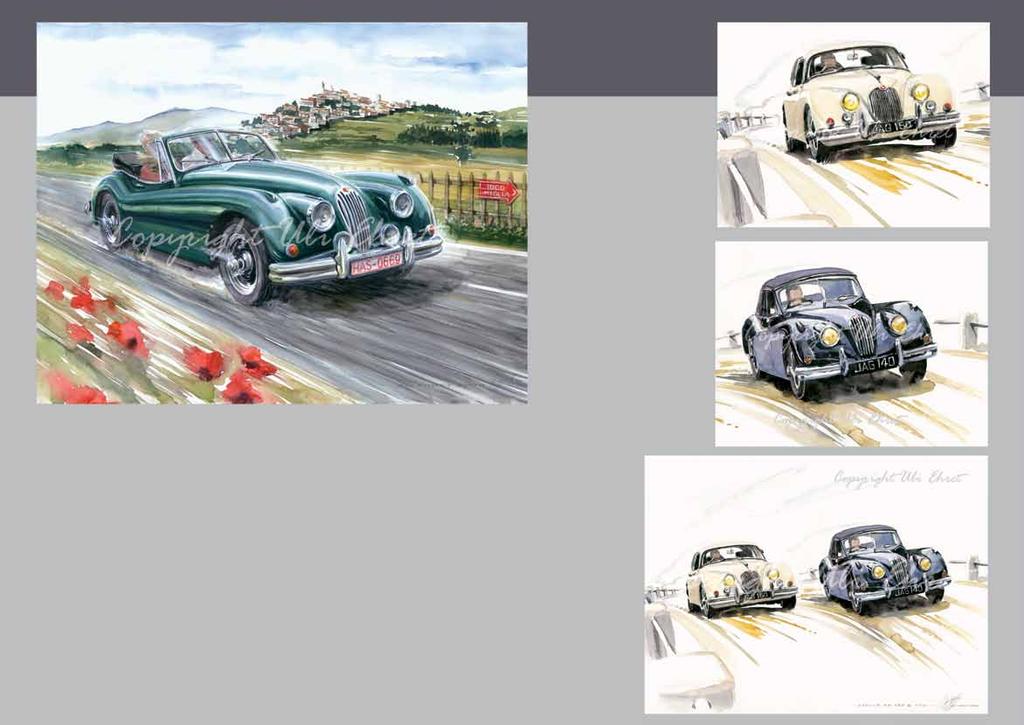 #266-A Jaguar XK140 Convertible - On canvas: 160 x 120 cm, 130 x 100 cm, 100 x 70 cm - Framed prints: 50 x 60 cm, 40 x 50 cm, 25 x 30 cm #532 Jaguar XK 140 Mille Miglia - On canvas: 160 x 120 cm, 130