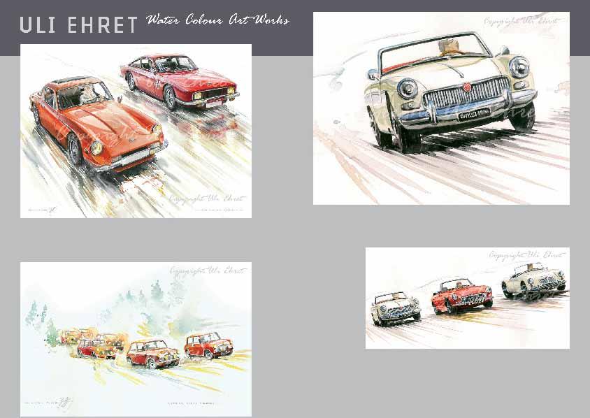 #219 TVR 3000M and Trident Clipper - On canvas: 160 x 120 cm, 130 x 100 cm, 100 x 70 cm #267-A MG Midget - On canvas: 160 x 120 cm, 130 x 100 cm, 100 x 70 cm