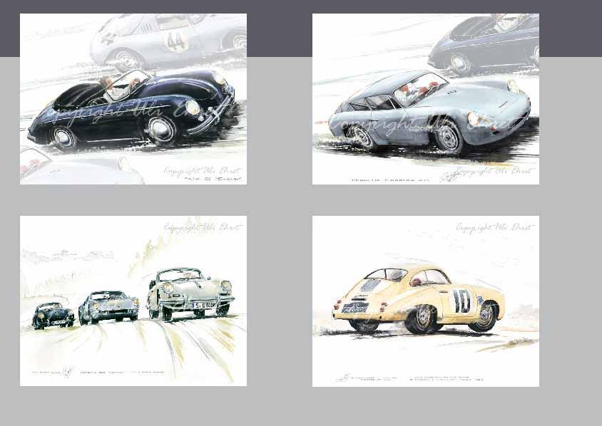#118-A Porsche 356 Speedster - On canvas: 160 x 120 cm, 150 x 100 cm, 100 x 70 cm, 60 x 40 cm #118-B Porsche Abarth GTL - On canvas: 160 x 120 cm, 150 x 100 cm, 100 x 70 cm, 60 x 40 cm #196 Porsche