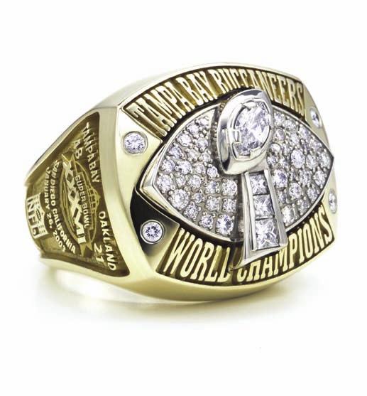 TAMPA BAY BUCCANEERS SUPER BOWL RING Sidelines Records History 2010 Review Players Ownership In the long-established tradition of creating custom awards for the world of sports, Tiffany & Co.