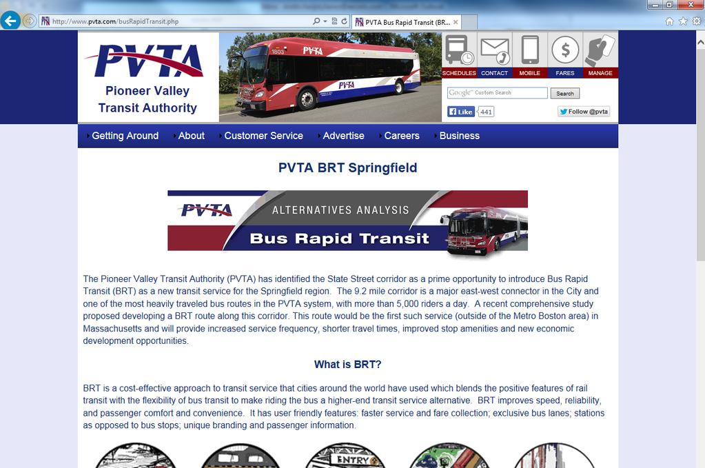 PVTA BRT Project Website PVTA Bus