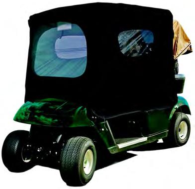 When raining, the ultraconvenient Golf Cart Poncho keeps golfers dry in your cart.