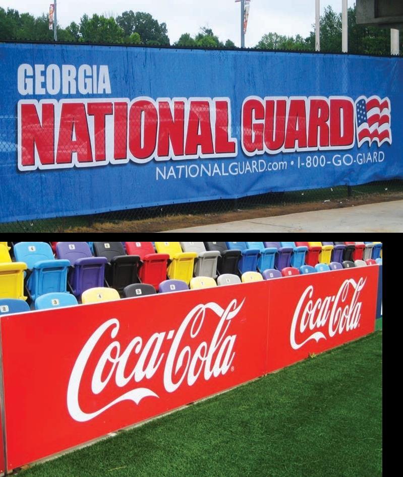 SIGNAGE SPONSORS 7 W X 35 H STADIUM BANNER $7,500/YEAR 3 W X 20 H ON-FIELD BOARD $5,000/YEAR The park houses a 5,000 seat stadium, four (4) full-size turf soccer fields and is open 360 days per