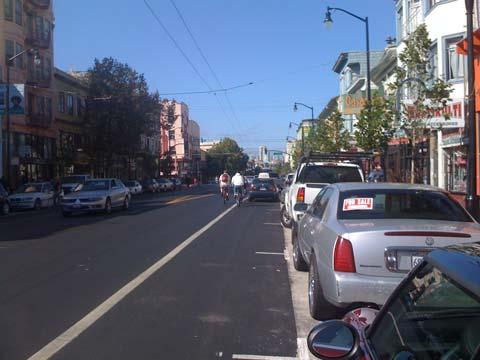 reduce speed Widening sidewalks, parking, and bicycle lanes buffer