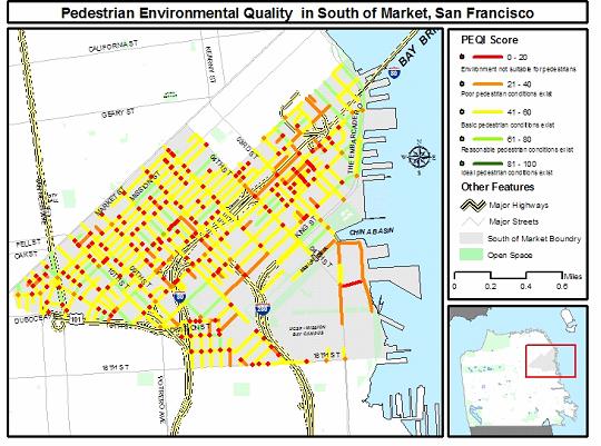 Development of the Pedestrian Environmental Quality Index SFDPH Pedestrian Environmental Quality Index: Quantitative, observational survey instrument based on street segment and intersection level