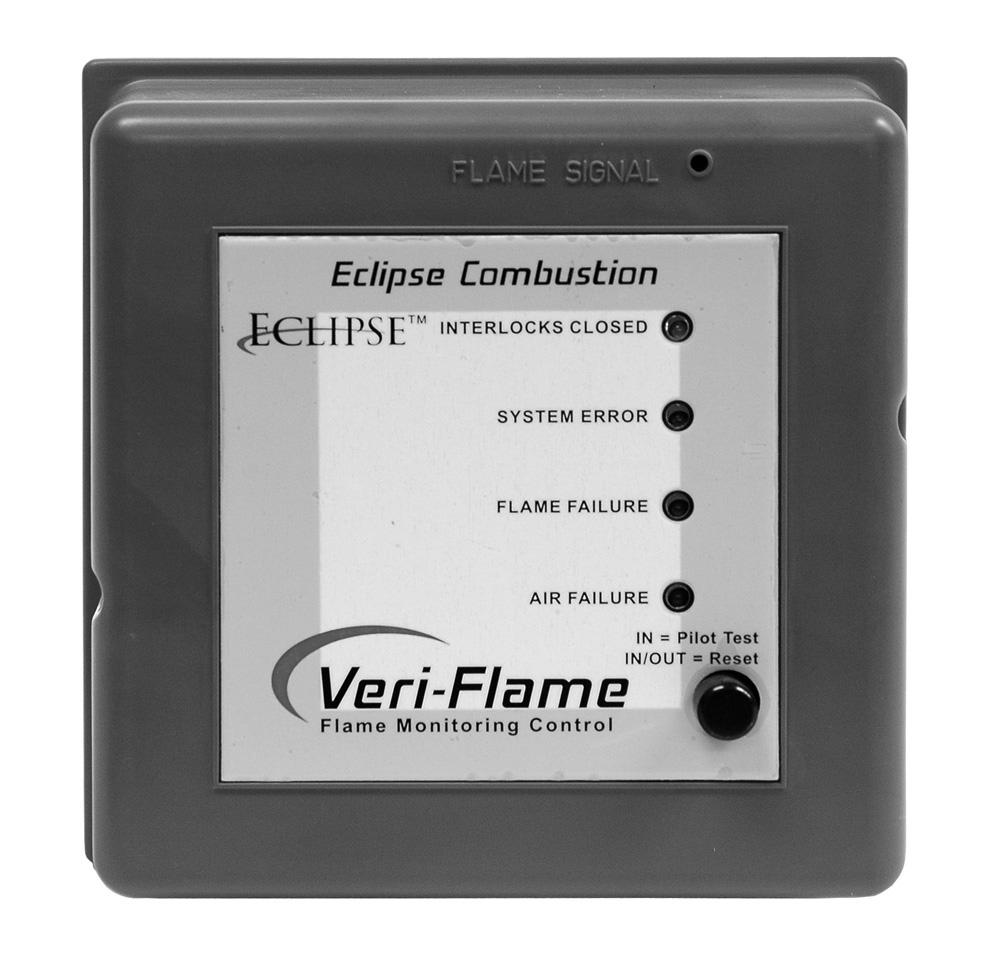 Introduction 1 Product Description The Eclipse Combustion Veri-Flame Single Burner Monitoring System controls the start-up sequence and monitors the flame of single gas, oil, or combination gas/oil