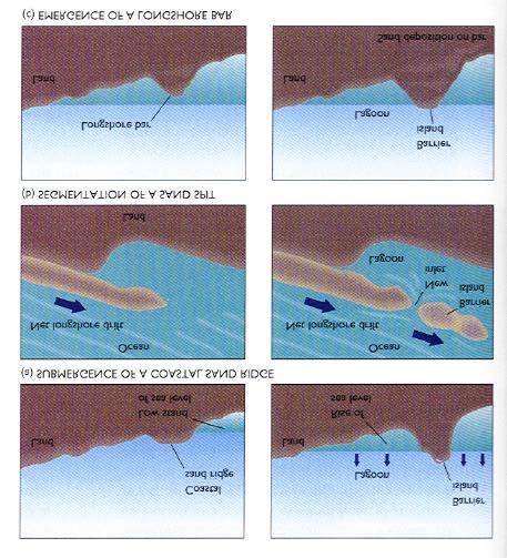 Creation of Barrier Islands Submergence of sand ridges on the coastal plain Sand