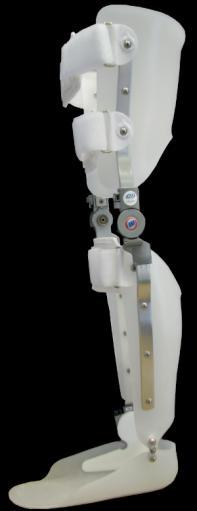 Conventional KAFOs are generally made from custom moulded thermoplastic that conforms to the user s leg, metal uprights, and hinged knee joints (Figure 2.17).
