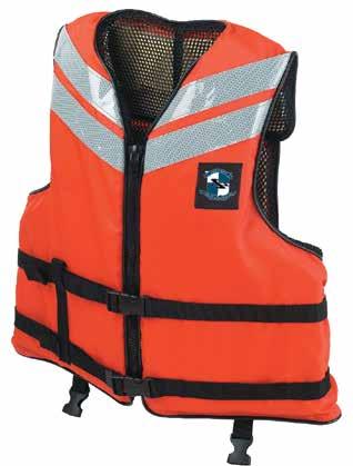 secure, comfortable fit and leg straps for added safety and improved in-water performance. Oversized armholes for improved range of motion Durable nylon shell Minimum 15.5 lbs. buoyancy 62 sq.