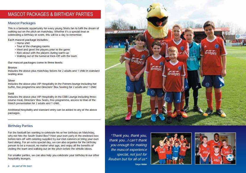 Mascot Packages This is a fantastic opportunity for every young Citizen fan to fulfil