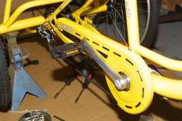 Once the chain in place it is then necessary to raise the rear of the Trike-Bike so the pedals can be turned and any adjustments