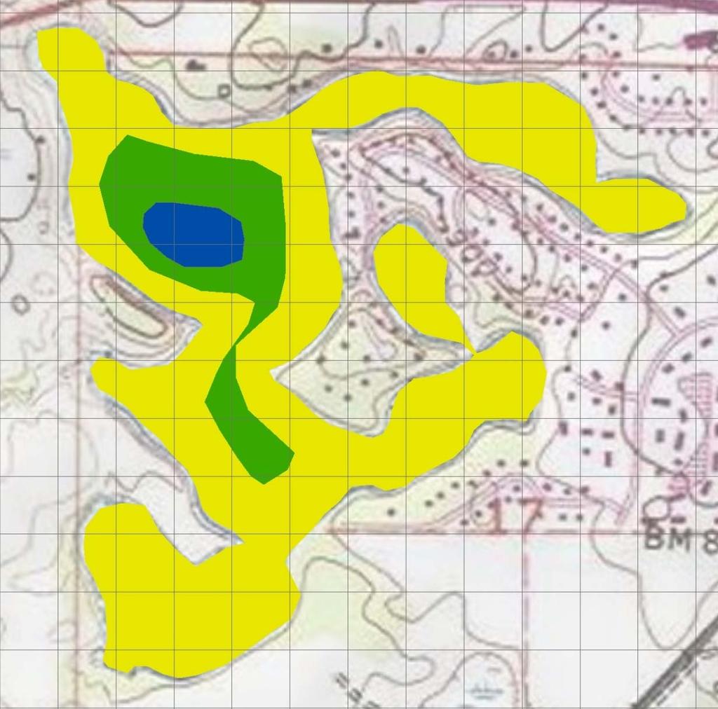 Mitchell Lake Zebra Mussel Habitat Suitability Map Yellow = moderate