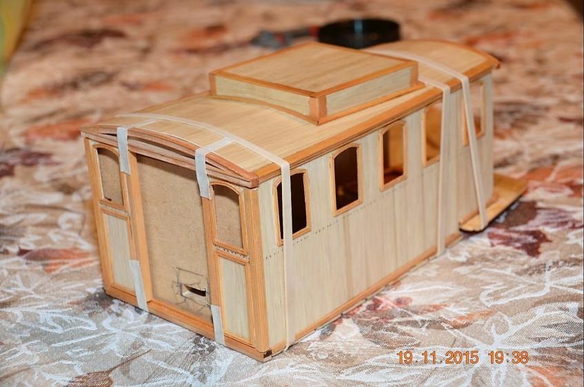 Cabin is being glued together. 27.