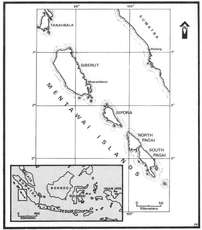 Monkeys and Mentawai Islanders 189 Figure 9.1. A map of the Mentawai Islands. Location The Mentawai Islands constitute some of the most unique and interesting places on earth.