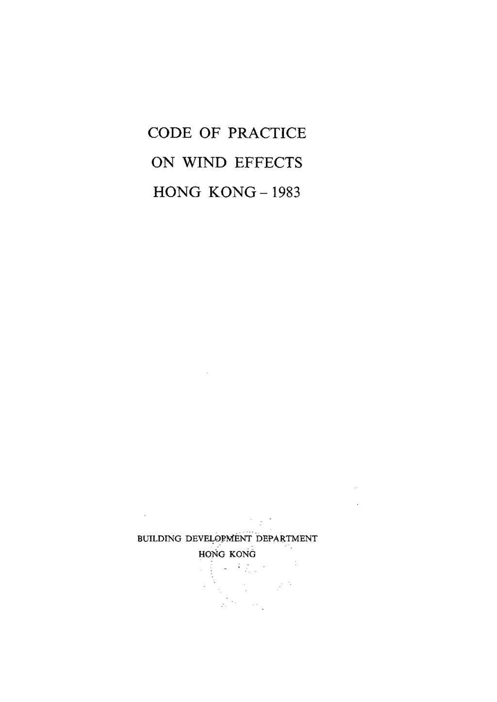 CODE OF PRACTICE ON WIND EFFECTS HONG
