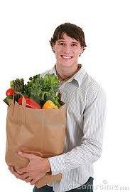 A person lifts a bag of groceries that weighs 15 N from the ground to a height of 1.