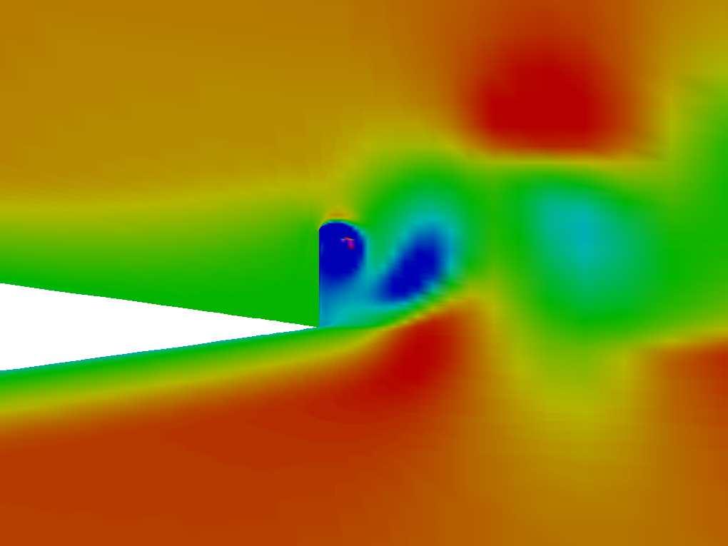 This result suggests that the proper characteristic length for the vortex shedding frequency should be defined as the distance between the bottom end of the flap and the upper end of