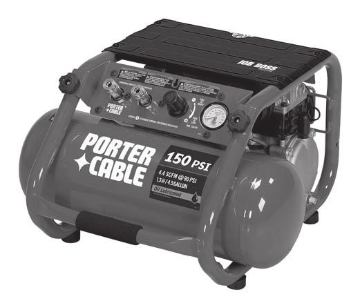 Instruction manual ESPAÑOL: PÁGINA 27 FRANÇAIS: PAGE 53 Model C3550 Direct Drive Oil Lube Portable Air Compressor To learn more about Porter-Cable visit our website at: http://www.porter-cable.