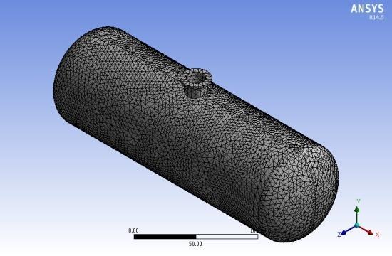 The models are exported as STEP file with solid as option. Same models are imported into ANSYS Workbench Environment. Figure 3 Pressure vessel model Define Boundary Condition for Analysis.
