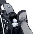 With drinks compartment (0.5 litres) and anti-twist cart strap to secure bag to cart or golf buggy.