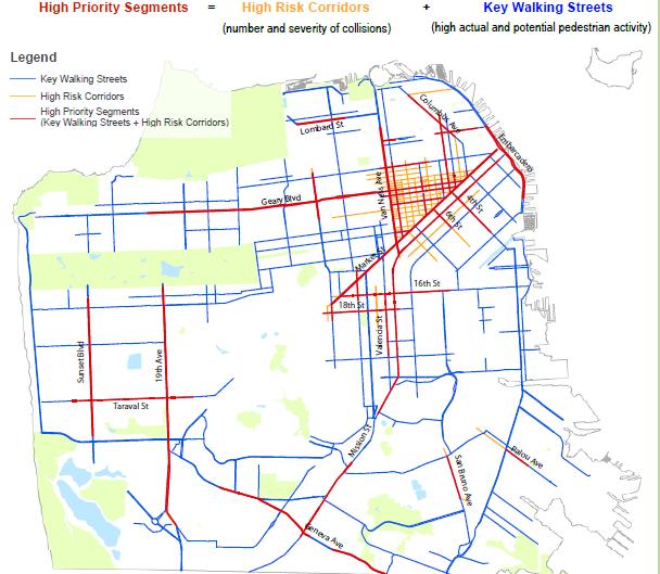 Walking Needs High Priority Segments Source: Draft Pedestrian Strategy. www.