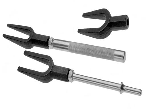 One handle is for use with a hammer and one is designed to fit an air hammer. All forks are threaded to interchange with either handle.