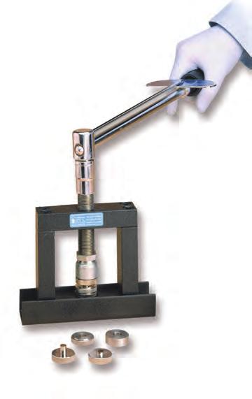 The Port-A-Press uses a torque wrench to permit the user to apply the same amount of pressure from pellet to pellet thereby facilitating reproducibility of results.