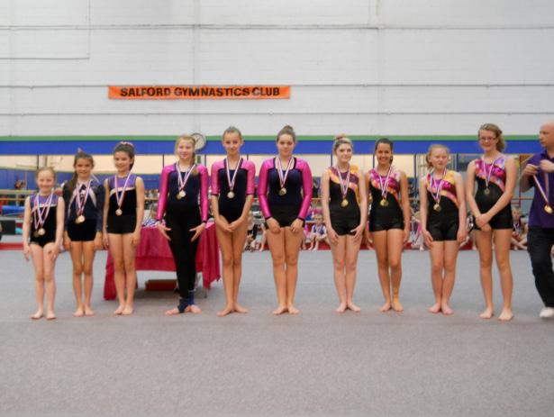 Salford Gymnastics Squad On the weekend of the 11 th and 12 th of May Salford Gymnastics Squad entered the North West 2-piece championships at Robin Park, Wigan.
