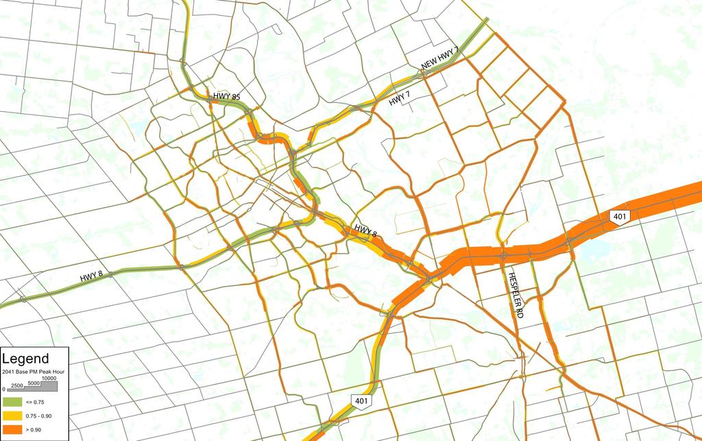 Existing and Future Traffic Conditions 2011 Traffic Conditions Several Regional corridors under pressure, in