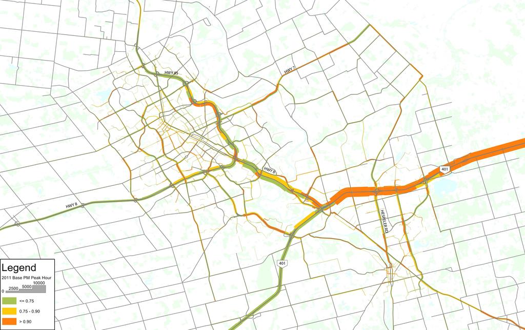 trips to Guelph, Hamilton, and GTA, causing new congestion hotspots to appear across Region NOTE - General roadway