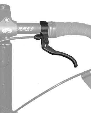 Locate the reach adjustment screw between the lever and the handlebar, near the lever pivot. 2. To increase the reach, turn the screw in (clockwise).