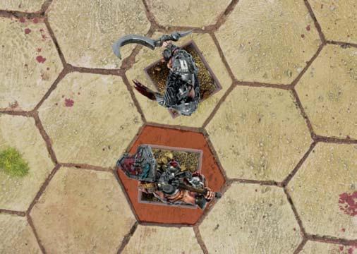 If the loser was the moving Pit Fighter, then they are forced back into the last hex they occupied and their move ends. The Chaos Pit Fighter attempts to move into an occupied hex.