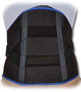 Once in place, close up the brace with the rigid anterior panel centered in the front. Grab a hold of each strap (right and left) and pull upward and outward at a 45-degree angle.