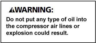 Do not operate with an input pressure of more than 125 pounds per square inch or less than 85 pounds per square inch to the compressor or explosion and injury will result.