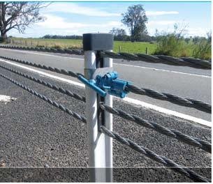Flexfence Wire Rope Safety Barrier Figure 14: Attachment of Temporary Clamp 7. Swage the end fittings to each cable and attach the tension fittings.