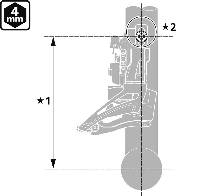 Make sure that distance [A-B] from the tip of the teeth of the largest chainring is 1 to 3mm. Direct mount type (FD-M9025/M8025/M618) Down swing 1.