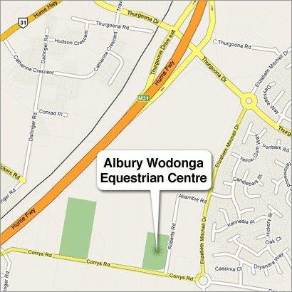 ALBURY WODONGA EQUESTRIAN CENTRE CORRYS ROAD THURGOONA Directions Arriving from South: Follow the Hume Freeway to the Lavington shopping centre / Racecourse Road turnoff Turn right when coming off