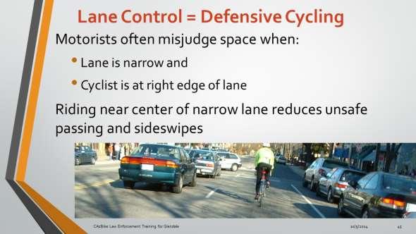 Motorists often misjudge the space required to pass safely when a bicyclist is riding at the right edge of a narrow lane. This can result in unsafe close passes and sideswipe collisions.