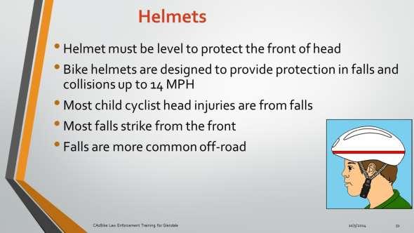 Bike helmets are designed for falls, and falls are more likely to occur off roadways. Helmets are not designed for motor vehicle impacts, although most car-bike collisions also involve a fall.