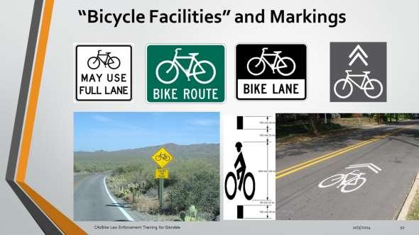 Bicycle-specific markings and signs can be found on many local