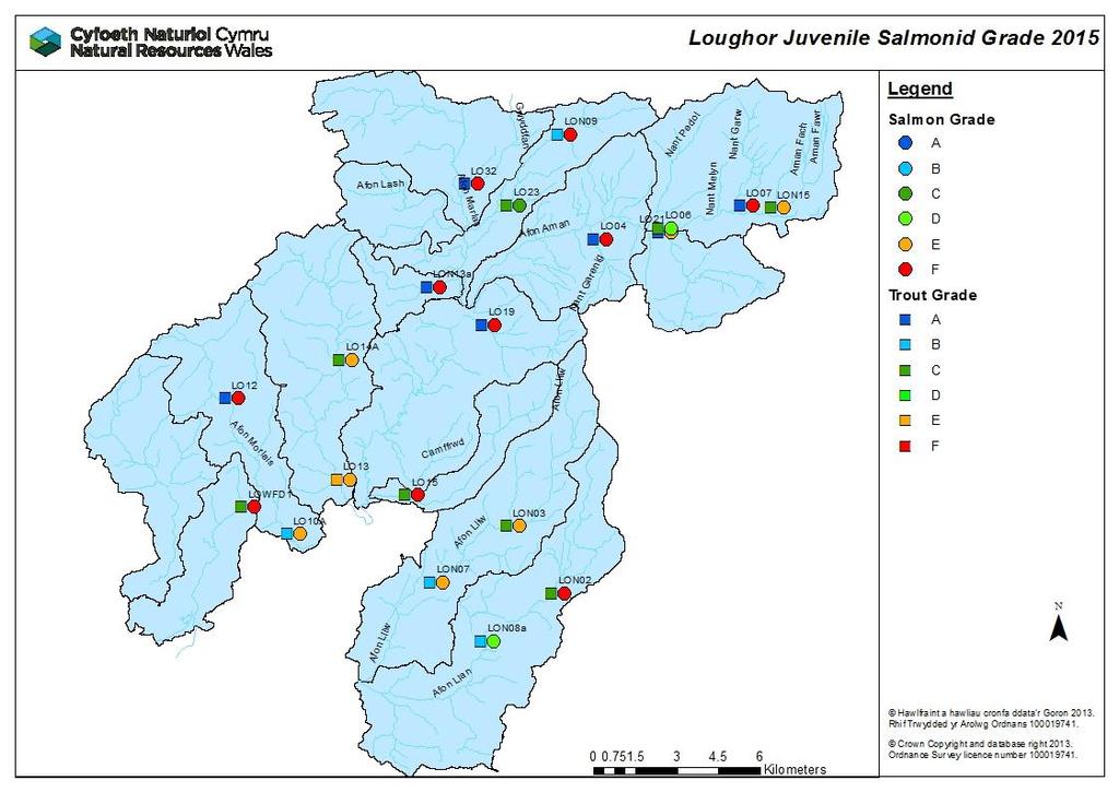Juvenile Monitoring The following maps show results of the 2015 juvenile salmonid populations gathered from electro fishing surveys.