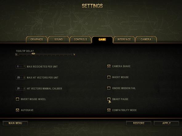 Game On this tab, you can adjust camera options and enable or disable various interface elements.