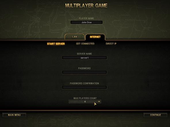 Enter a game name and select the number of players. You can also define a server password. In this case, all players who try to connect to this server will have to first enter the correct password.