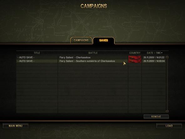 User Campaigns This screen shows the list of custom campaigns that may have been created using the campaign editor by you or other players.