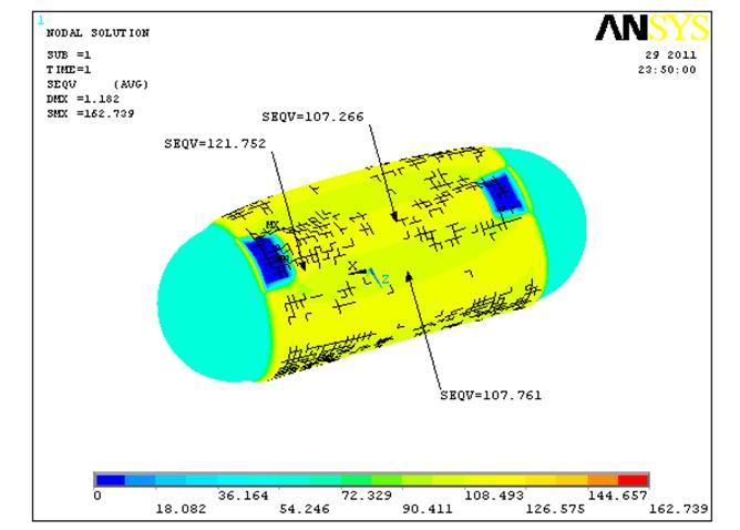 geometry discontinuities or corrosion induced material degradation. The nozzle is taken as a sub-region with fine mesh while the rest model with coarse mesh.