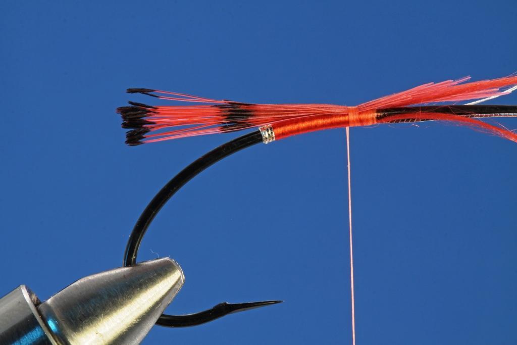 Clip a clump of barbs from a tippet feather and secure in as a tail.